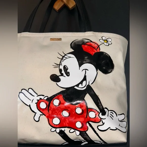 Kate Spade x Disney Minnie Mouse Francis Womens Tote Bag Cream Storybook lining - Picture 2 of 16